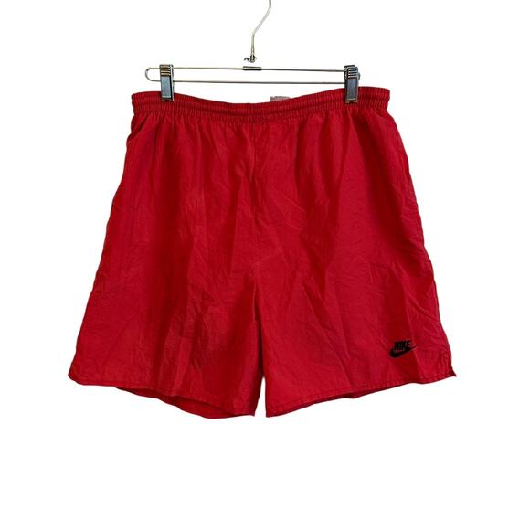 Nike Shorts Mens M Red Nylon Swim Trunks Mesh Lined Logo Running Blokecore - Picture 2 of 11
